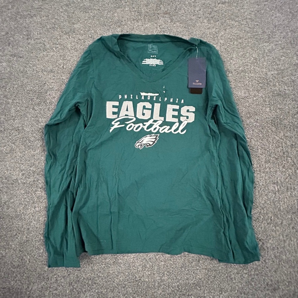 Fanatics Shirt Womens Size M Green Eagles NFL Football V-Neck Long Sleeve NWT